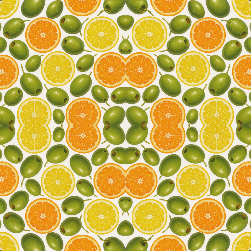 Food and Drinks - Sparkling Cocktail Olives And Citrus Slices - Pattern - Digital File Digital My Custom Designs PDF