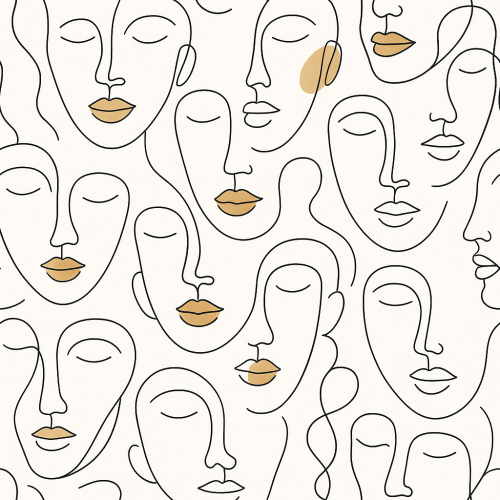 Minimal and Modern - Simple Continuous Line Art Faces With Gold Highlights - Pattern - Digital File Digital My Custom Designs PDF