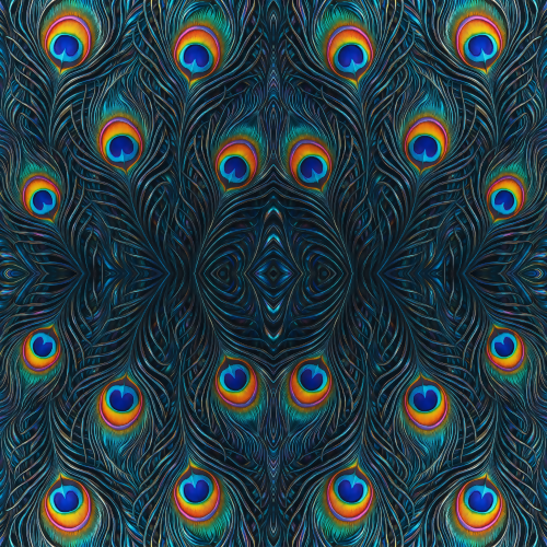 Luxury and Ornamental - Liquid Metallic Peacock Feathers With Rainbow Eyes - Pattern - Digital File Digital My Custom Designs PDF