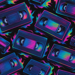Vintage and Retro - Stylized VHS Tapes With Electric Color Spills - Pattern - Digital File