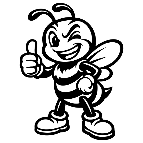 Cartoon Bee Mascot Outline - Digital File - XCS Friendly Digital My Custom Designs PDF