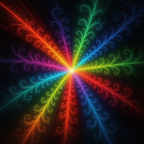 Futuristic and Sci-Fi - Pulsar Beam Fractals Radiating Rainbow Light - Pattern - Digital File Digital My Custom Designs PDF