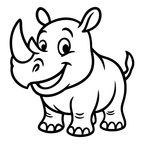 Cartoon Rhino Smiling - Digital File - XCS Friendly Digital My Custom Designs PDF