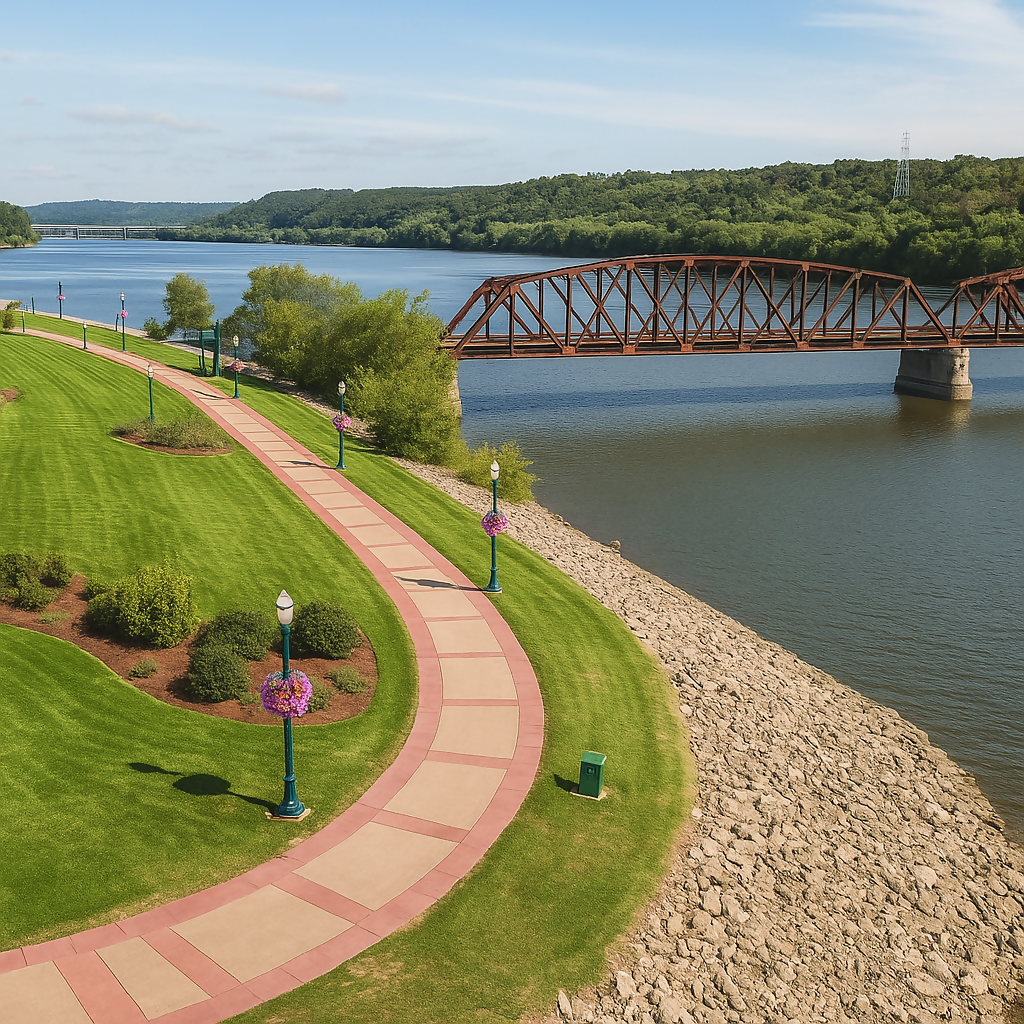 Mississippi Riverwalk (Dubuque) - Iowa United States - Rendered - Digital File Digital My Custom Designs PDF