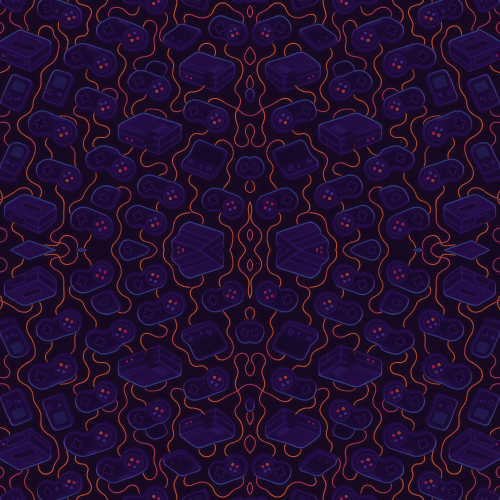 Gaming and Pop Culture - Stylized Game Consoles With Glowing Cables - Pattern - Digital File Digital My Custom Designs PDF