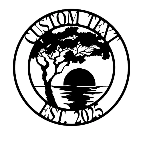 Sunset Tree Scene - Metal Sign - Home Decor - Digital File Digital My Custom Designs ZIP File