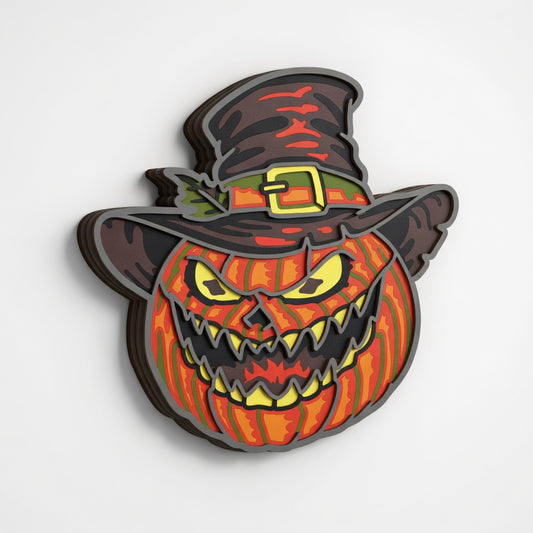 Haunted Pumpkin Pilgrim - Layered Line Design - Digital File Digital My Custom Designs