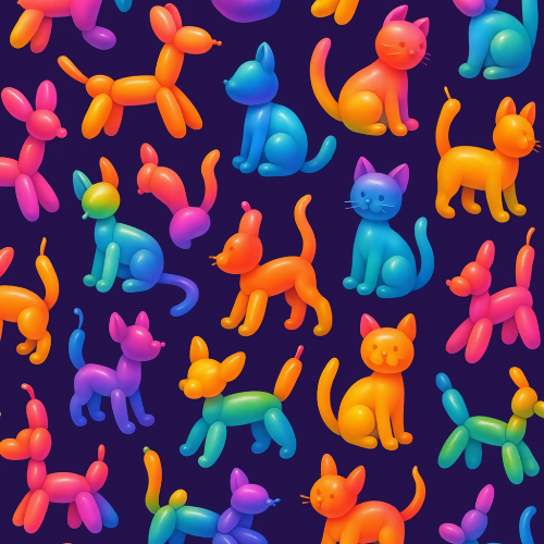 Kids and Playful - Balloon Animal Dogs And Cats In Bright Gradients - Pattern - Digital File Digital My Custom Designs PDF