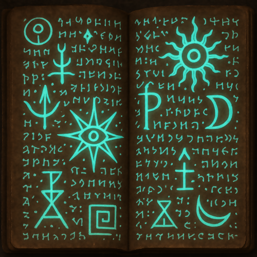 Fantasy and Myth - Ancient Spellbook Glyphs With Luminous Ink - Pattern - Digital File Digital My Custom Designs PDF
