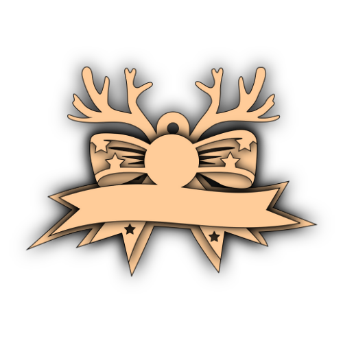 Ribbon Antlers Nameplate Ornament - Digital File Digital My Custom Designs SVG
