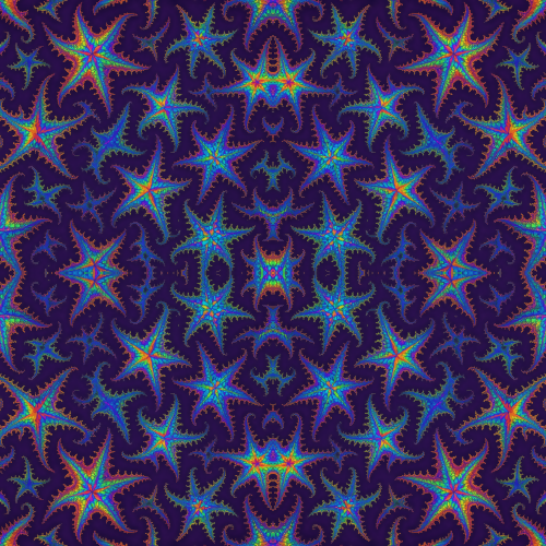 Water and Ocean - Prism Colored Starfish Fractals - Pattern - Digital File
