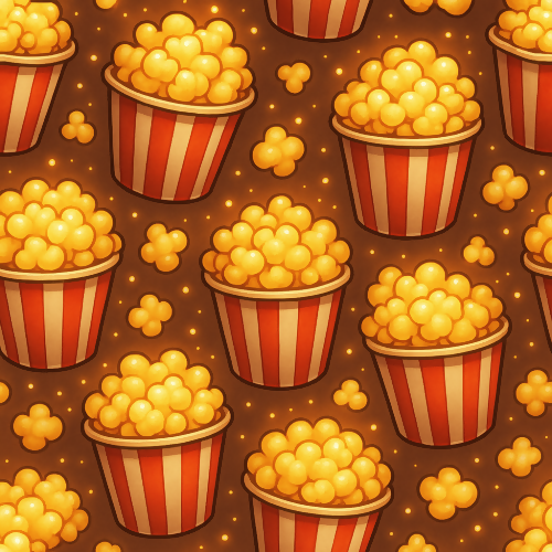 Food and Drinks - Cartoon Popcorn Buckets With Glowing Kernels - Pattern - Digital File Digital My Custom Designs PDF
