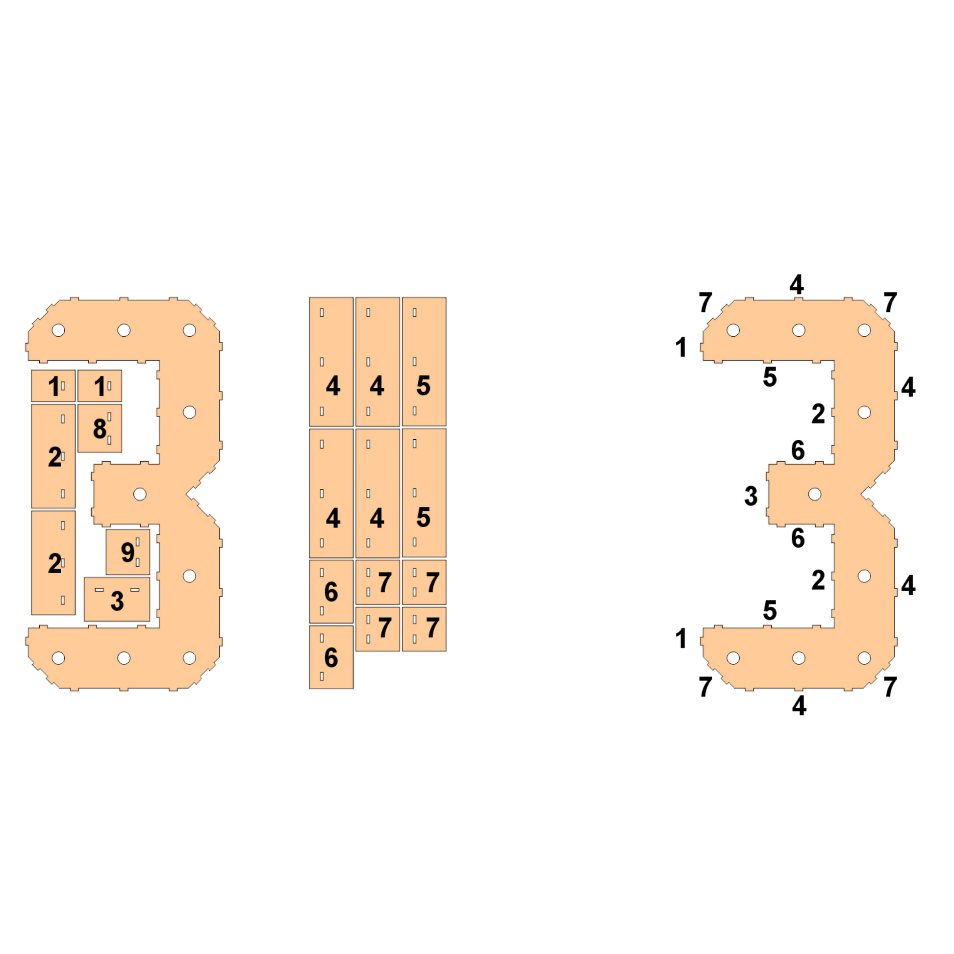 #3 Marquee Number Templates - 3D Projects - Digital File - ZIP File - Digital