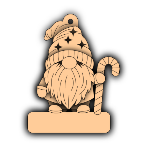 Gnome with Star Hat Nameplate Ornament - Layered Designs - Digital File Digital My Custom Designs SVG