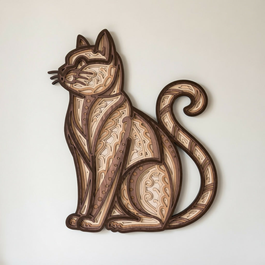 Line Design Cat - Layered Wall Home Decor - Digital File Digital My Custom Designs ZIP File