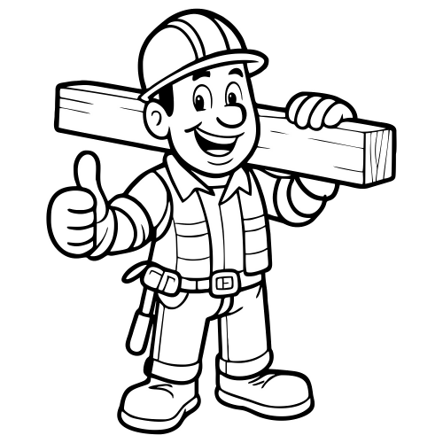 Cartoon Construction Worker - Digital file - XCS Friendly Digital My Custom Designs PDF