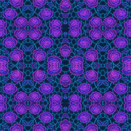 Floral Geometric Fusion - Neon Roses Intertwined Pattern - Digital File Digital My Custom Designs PDF
