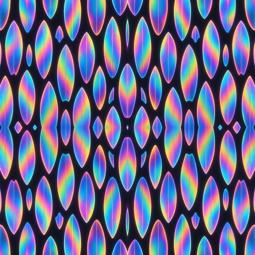 Water and Ocean - Iridescent Surfboard Silhouettes With Glowing Edges - Pattern - Digital File