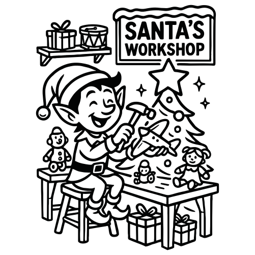 Elf Workshop Outline - Digital File - XCS Friendly Digital My Custom Designs PDF