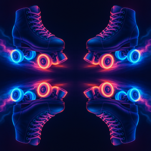 Sports and Active Lifestyle - Roller Skates With Glowing Wheels And Vapor Trails - Pattern - Digital File