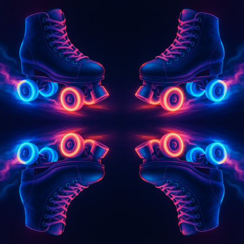Sports and Active Lifestyle - Roller Skates With Glowing Wheels And Vapor Trails - Pattern - Digital File Digital My Custom Designs PDF