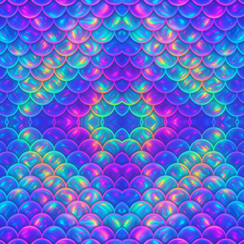Water and Ocean - Neon Mermaid Scales With Holographic Reflections - Pattern - Digital File Digital My Custom Designs PDF