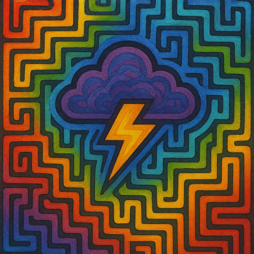 Nature and Landscape - Abstract Rainbow Thundercloud Labyrinth - Pattern - Digital File Digital My Custom Designs PDF