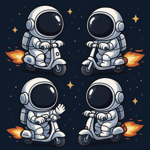 Kids and Playful - Chibi Astronauts and Rocket-powered Scooters - Pattern - Digital File Digital My Custom Designs PDF