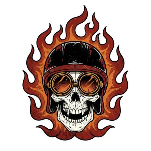 Rust-Skull Racer - Urban Grunge Retro - T Shirt Designs - Digital File Digital My Custom Designs 300 DPI PNG