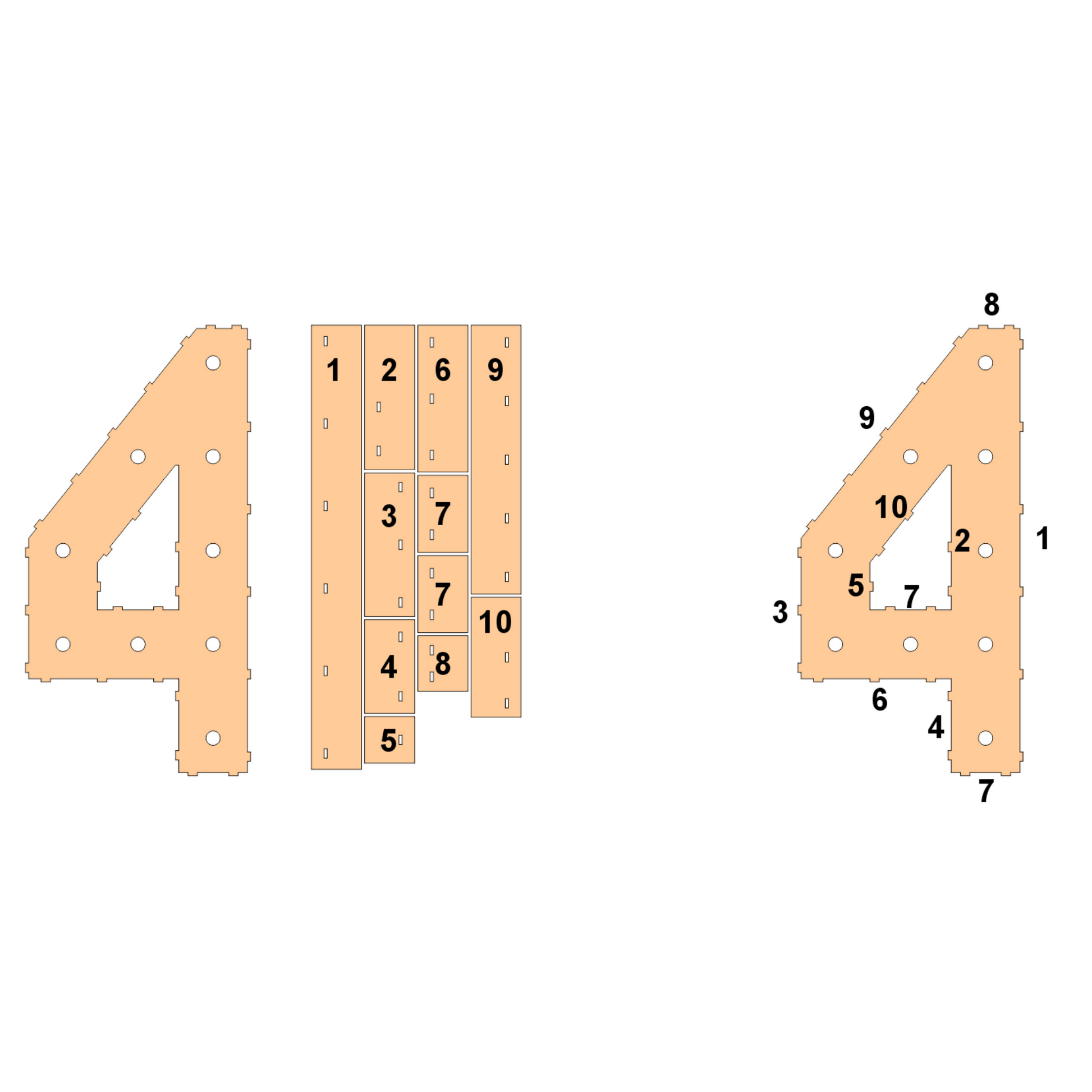 #4 Marquee Number Templates - 3D Projects - Digital File - ZIP File - Digital