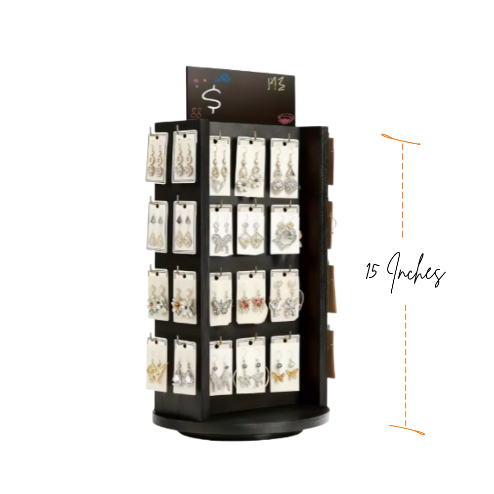 40 Hook Rotating 360 Earring Display Stand - Seller Supplies My Custom Designs Black