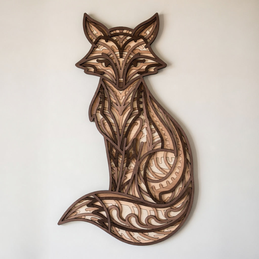 Line Design Fox - Layered Wall Home Decor - Digital File Digital My Custom Designs