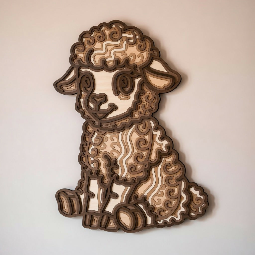 Line Design Lamb - Layered Wall Home Decor - Digital File Digital My Custom Designs