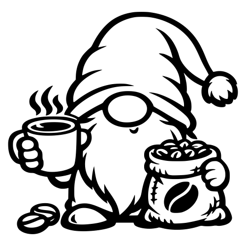 Cartoon Coffee Gnome - Digital File - XCS Friendly