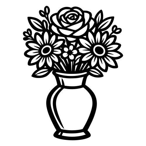 Vase with Flowers - Vector Graphics - Digital File Digital My Custom Designs PDF
