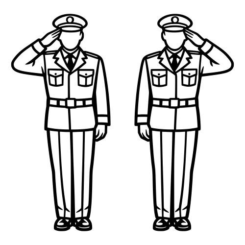 Saluting Officer Outline - Vector Graphics - Digital File Digital My Custom Designs PDF
