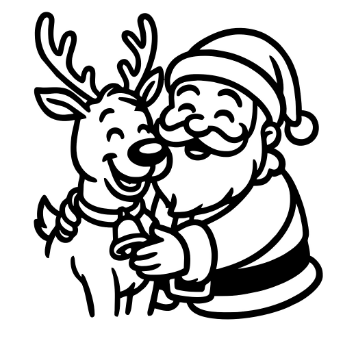 Santa Hugging Reindeer - Digital File - XCS Friendly Digital My Custom Designs PDF