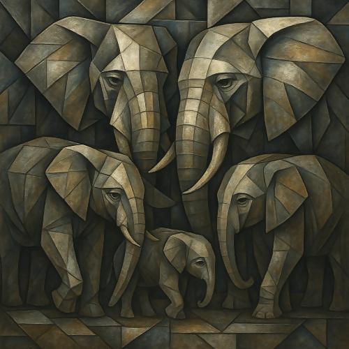 Animal and Wildlife - Cubist Elephants With Metallic Textures - Pattern - Digital File Digital My Custom Designs PDF