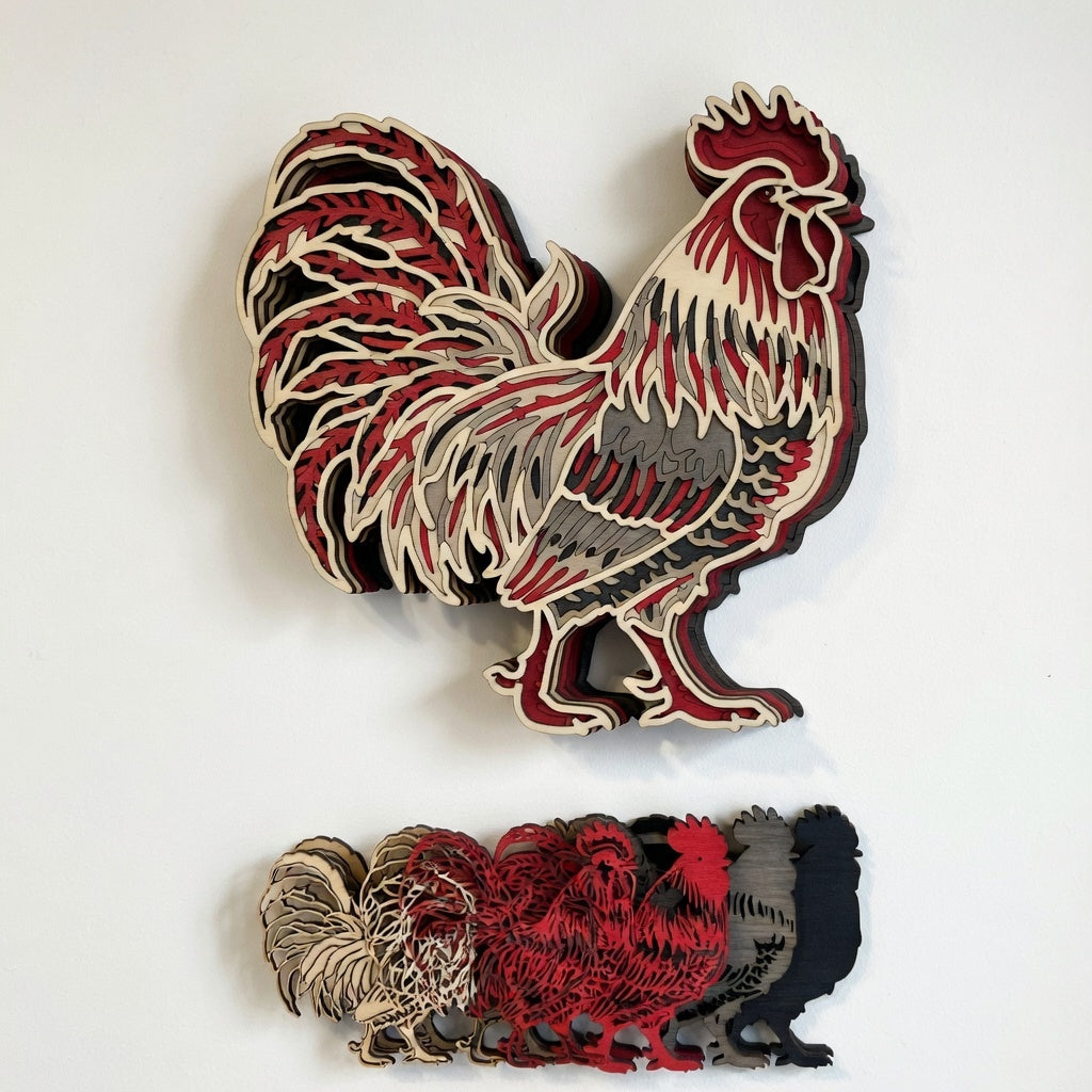 Rooster - Animal - Layered Line Design - Digital File Digital My Custom Designs