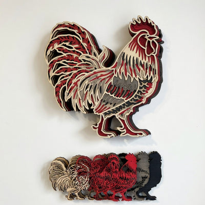 Rooster - Animal - Layered Line Design - Digital File Digital My Custom Designs