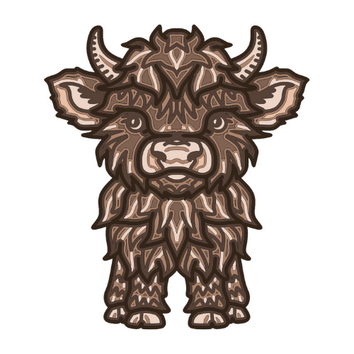 Highland Cow - Layered Line Design - Digital File Digital My Custom Designs ZIP File