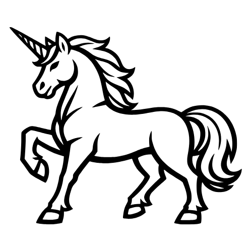 Unicorn Outline Sketch - Vector Graphics - Digital File