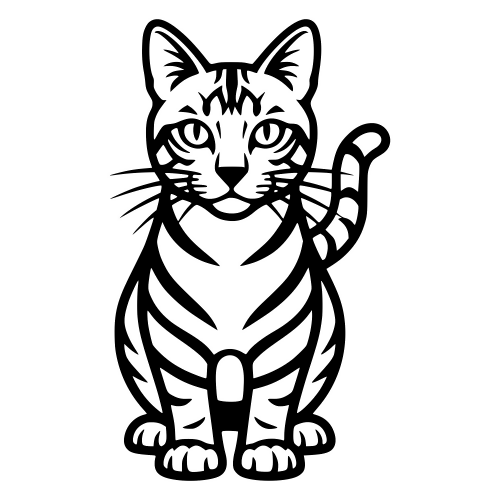 Toyger Cat Outline - Vector Graphics - Digital File Digital My Custom Designs PDF