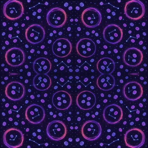 Food and Drinks - Cosmic Coffee Rings And Neon Bean Constellations - Pattern - Digital File Digital My Custom Designs PDF