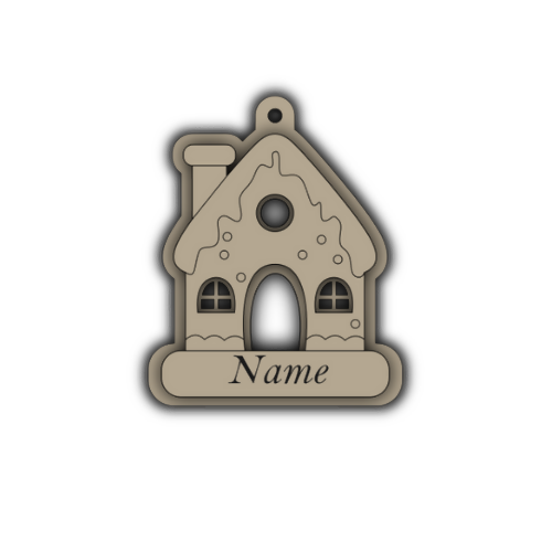 Snow Topped Home Ornament with Nameplate - Digital File Digital My Custom Designs SVG