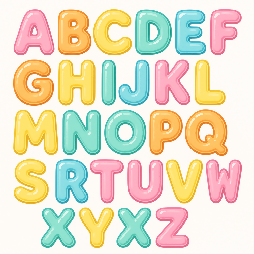 Kids and Playful - Candy Colored Alphabet Letters With Bubble Outlines - Pattern - Digital File Digital My Custom Designs PDF
