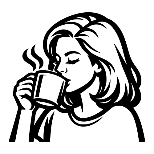 Mom Drinking Coffee Illustration - Vector Graphics - Digital File Digital My Custom Designs PDF