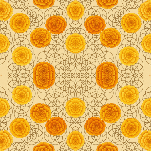 Floral Geometric Fusion - Abstract Marigolds Layered on Circle Lattices Pattern - Digital File Digital My Custom Designs PDF