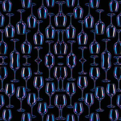 Food and Drinks - Liquid Chrome Wine Glasses With Neon Reflections - Pattern - Digital File Digital My Custom Designs PDF