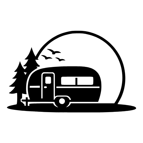Moon Behind Trailer Silhouette - Vector Graphics - Digital File DIgital My Custom Designs PDF